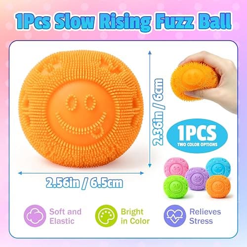Fuzz Ball Squishy Stress Ball，Fuzzball Squishy,Soft Fidget Toy for Anxiety Relief, Sensory Squishy Ball Calming Tactile Grip for Soft Stress Relief Ball for Kids and Adults (Orange) thumbnail 3