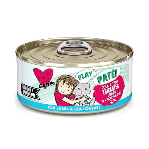 Weruva B.F.F. Play - Best Feline Friend Paté Lovers, Aw Yeah!, Duck & Tuna Trickster with Duck & Tuna, 5.5oz Can (Pack of 8) - Image 1