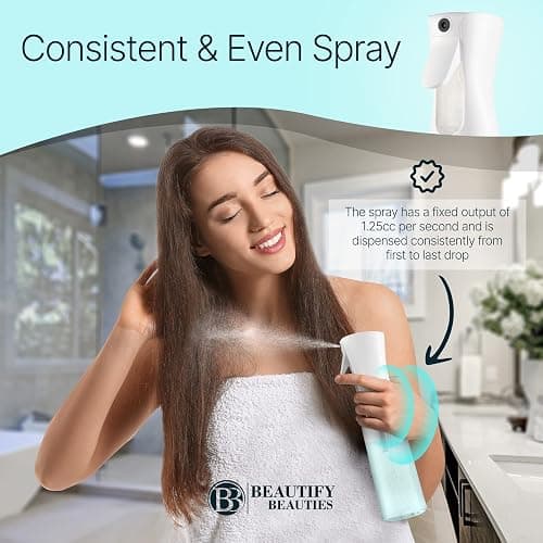 BeautifyBeauties Spray Bottle For Hair – Continuous Mister Spray Bottle for Hairstyling, Cleaning, Plants, Pets, Barbers, Salons, Essential Oil Scents (Clear, 16.9oz/500ml) 11" H x 2.6" L thumbnail 2