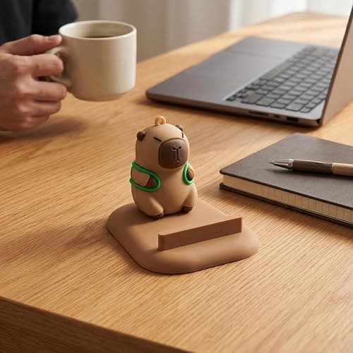 HomeCozi Capybara Phone Stand (Turtle Backpack) - Sturdy Universal Holder for Smartphones, iPhone & Android - Cute Animal Desk Accessory, Novelty Kawaii Decor Gift for Capybara Lovers thumbnail 5