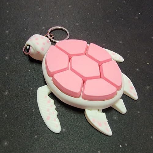 Geeps Makes Sea Turtle Fidget Clicker Bag Charm, Sensory Figure Keychain, Articulating Head, Flippers and Tail (White/Pink) thumbnail 6