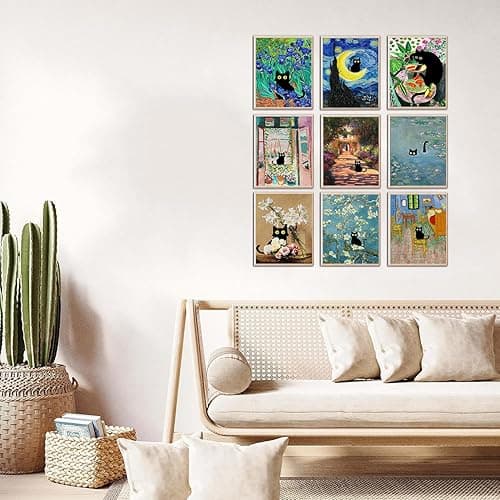 GOUOYANA Diamond Art Kits for Adults and Beginners - 9pcs, 5D Round Diamond Digital Painting Kit, DIY Black Cat Diamond Art Painting, Matisse Van Gogh Living Room Bedroom Decoration (12 x 16 inch) - DP01396 thumbnail 2