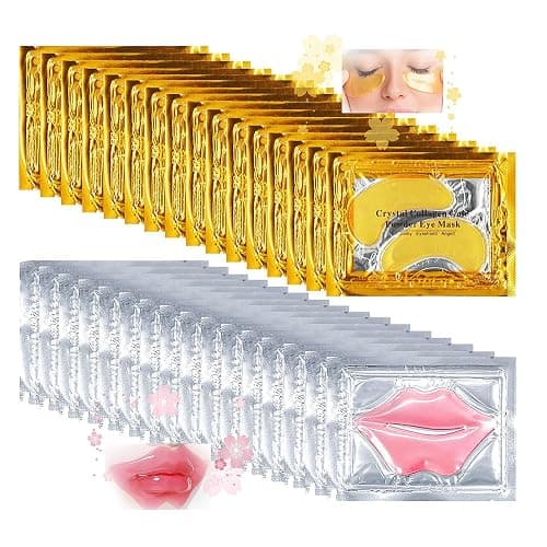 32 Pairs Eye Masks & Lip Mask Set, Moisturizing, 24K Crystal Gel Collagen | Eye Patches Smooth Fine Lines,for Puffy Eyes Dark Circles,Moisturizes Lip Mask,Remove Dead Skin From Lips,Anti-Aging Skincare - Image 1