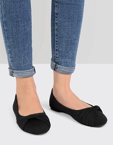 MaxMuxun Women's Flats Shoes Faux Suede Round Toe Ballet Dressy Flats Comfortable Slip On Walking Shoes thumbnail 2