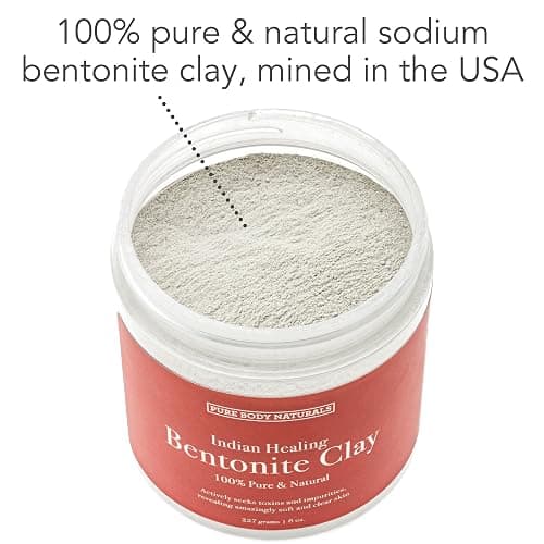 Pure Body Naturals Bentonite Clay Powder for DIY Detox Body & Face Mask, Pure Indian Healing Clay for Deep Pore Cleansing and Armpit Detox for Women, (8.0 oz) thumbnail 2