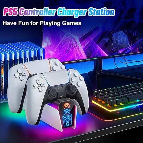 Fenolical PS5 Controller Charger Station for Dualsense & Edge Controller for PlayStation 5 Storage, PS5 Accessories Charging Station with Timer Function thumbnail 7