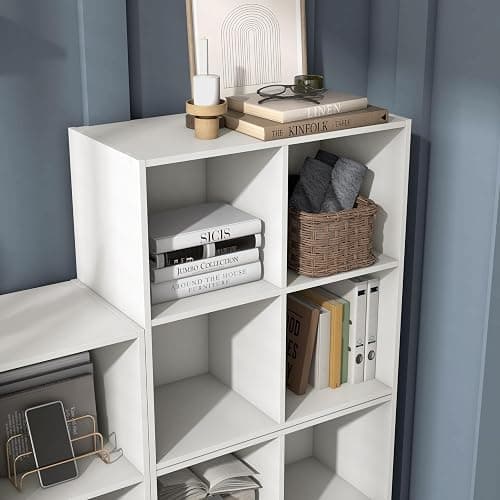 Homes: Inside + Out Apexa 4-Cube Storage Organizer Shelves, Stackable Wood Bookcase Fits Cubby Bins for Organization, Dorm Teen Room Decor & Home Office, White thumbnail 4