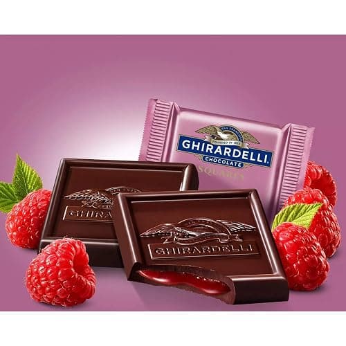 GHIRARDELLI Dark Chocolate Raspberry SQUARES, 5.32 oz Bag Premium Individually Wrapped Chocolate Candy Rich Dark Chocolate with Raspberry Filling thumbnail 6