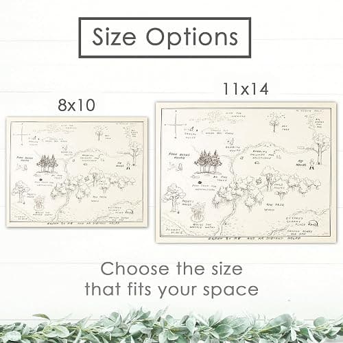 Winnie The Pooh Hundred Acre Wood Map - 11x14 Art Print (Unframed) | Neutral Nursery Decor | Kids Bedroom Wall Decor | A. A. Milne | Boys Room or Girls Room Artwork | Vintage Original Drawing thumbnail 6