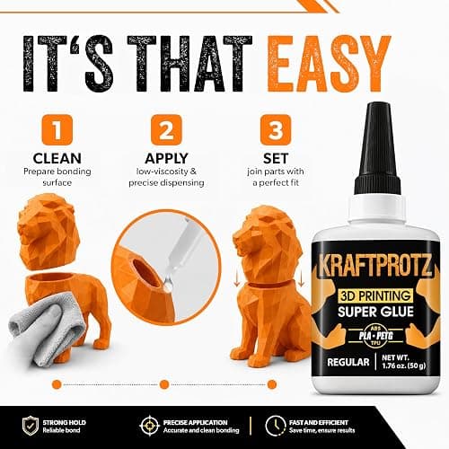3D Printing Super Glue Liquid 1.75 oz - PLA ABS PETG TPU Instant Adhesive | versatile, precise application, for fine cracks, clear, waterproof, heat resistant, anti-clog cap, filament, PLA ABS PETG TPU thumbnail 3