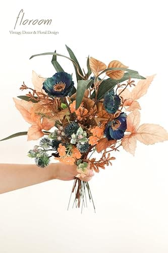 Floroom Artificial Greenery Stems Box Set, 39pcs with 8 Kinds of Faux Greenery Flowers Picks for DIY Bridal Bouquets Wedding Floral Arrangement Table Centerpieces, Earth Tones & Teal thumbnail 6