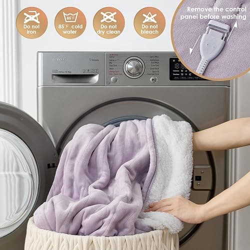 EHEYCIGA Heated Blanket Electric Blanket Throw - Heating Blanket with 9 Heating Levels & 10 Hours Auto Off, Soft Cozy Sherpa Washable Blanket with Fast Heating, 50 x 60 Inches thumbnail 7