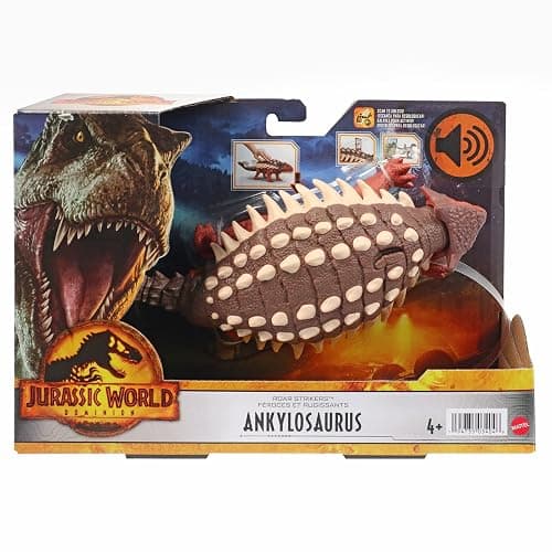 Jurassic World Dominion Roar Strikers Ankylosaurus Dinosaur Action Figure with Roaring Sound and Attack Action, Toy Gift Physical & Digital Play ​​, HDX36 thumbnail 6