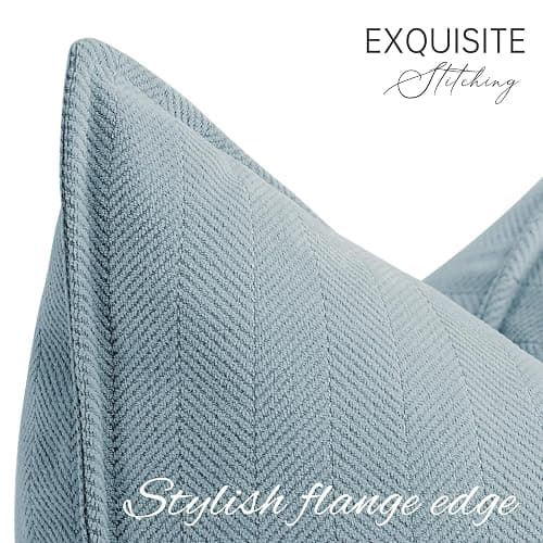ZWJD Throw Pillow Covers 24x24 Set of 2 Chenille Pillow Covers with Elegant Design Soft and Luxurious Decorative Throw Pillows for Couch, Bed, and Home Decor,Light Blue thumbnail 4