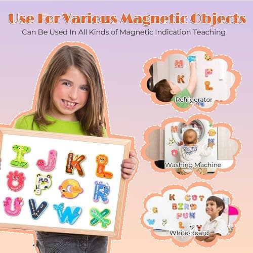 Magnetic Letters,Large Size Fridge Magnets for Kids,Alphabet ABC Magnets for Refrigerator, Capital Animal Toys, Educational Spelling Learning Games Toys for Preschool thumbnail 5