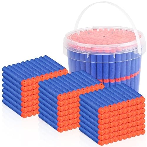 300 Refill Darts Foam Bullets fit for Nerf Gun Elite, Darts Ammunition for N-Strike Elite Series Blasters, Dart Accessories with Portable Storage Bucket, Blue - Image 1