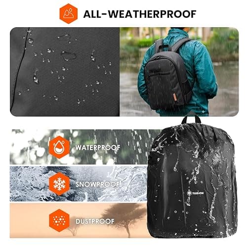 TARION Camera Backpack Bag Small - Professional DSLR Photography Case with 13 inch Laptop Compartment & Waterproof Rain Cover & Bottom Tripod Holder for Men Women Photographers - Black TB-S thumbnail 5