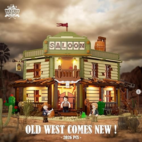 Funwhole Western-Saloon Lighting Building-Bricks Set - The Old West Saloon LED Light Construction Building Model Set 2026 Pcs for Adults and Teen thumbnail 3