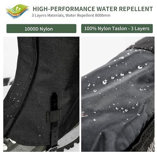 Unigear Outdoor gaiters, 1000D waterproof gaiters, fabric boot gaiters for hiking, trekking, climbing, hunting and skiing, unisex thumbnail 2