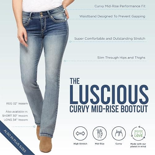 WallFlower Luscious Curvy Bootcut Jeans for Wome n, Siz es 0-24 | Mid-Rise, Insta Stretch Denim, Trendy Jeans for Women, Stretchy, Figure-Flattering, Classic, Juniors, Standard and Plus thumbnail 5