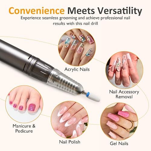 Sunvivi Electric Nail Drill , 40000RPM Powerful Electric Nail File Portable Nail Drill with 11 Drill Bits Rechargeable Efile for for Acrylic Nails Gel Polishing thumbnail 2