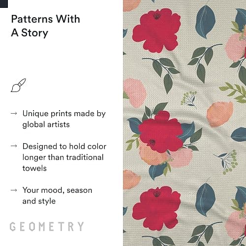 GEOMETRY Kitchen Tea Towels - Quick Dry Microfiber Dish Towels for Kitchen Roses for You, 18" x 30" 2 Pack thumbnail 6