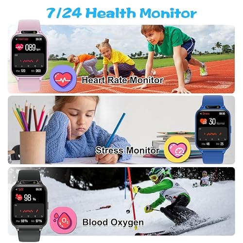 Smart Watch for Kids, 1.85" Fitness Tracker with Heart Rate, Sleep Monitor, IP68 Waterproof Smartwatches with Video Music, Pedometer, Game, NO APP/Phone, Gift for Boys Girls. (Classic, Blue) thumbnail 4