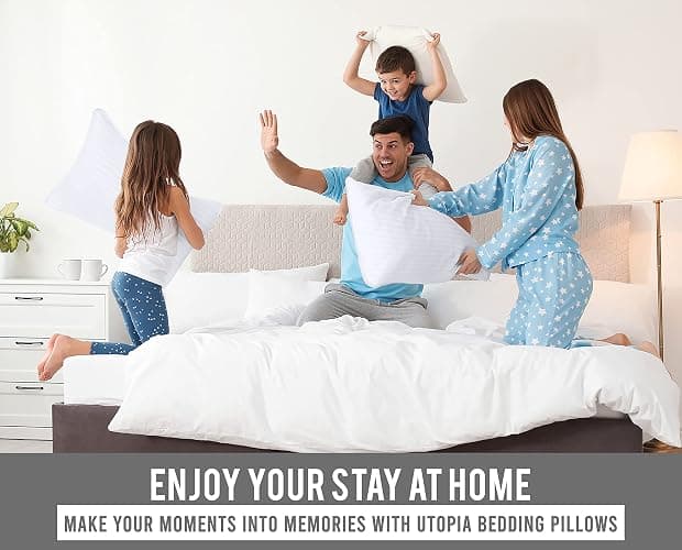 Utopia Bedding Hotel Bed Pillows for Sleeping, Pillows Queen Size Set of 2 | Down alternative pillows, cooling hotel quality, luxury comfort for back, side & stomach sleepers, Premium Stripes, White thumbnail 7