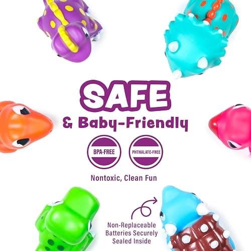 Tub Works® Dinos™ Dinosaur Light Up Bath Toys, 6 Pack | Water-Activated Light Up Toys Flash & Change Color | Easy-Grip Baby & Toddler Bath Toys | Sensory Bath Lights Watertight Bathtub Toys thumbnail 8