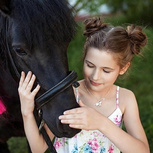 MONOOC Valentines Gifts for Kids Her Girls - Horse Necklace Gifts for Girls Horse Jewelry Necklaces Heart Initial Necklace Valentines Gift for Kids Her Teen Girl Women thumbnail 3