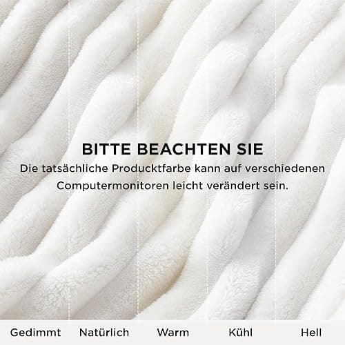 BEDSURE Kuscheldecke - Wolldecke & Fleecedecke, Sofadecke, Weiche Warme Grobe Korddecke für Zimmer Deko, Wohn- & Kuscheldecken, Tagesdecke, Wollweiß, 150 x 200 cm thumbnail 9