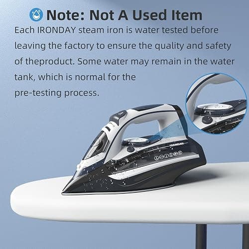 IRONDAY Steam Iron for Clothes 20s Fast Heat-up,1700W Iron with 14.07oz Large Water Tank,Non-Stick Ceramic Soleplate, Anti-Drip, Auto-Off, Burst Steam, Self-Cleaning, Ironing Clothes for Home, Grey thumbnail 2