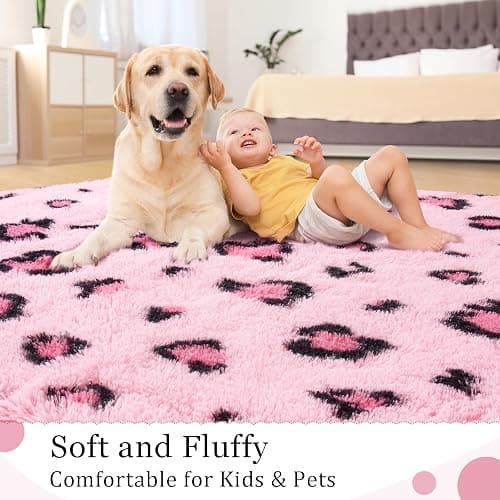 BENRON Pink Leopard Rugs, Soft Bedroom Living Room Decor 4x6, Cheetah Print | Non Shedding Fluffy Area Rug for Dorm Apartment Kids Room Decor Washable thumbnail 4