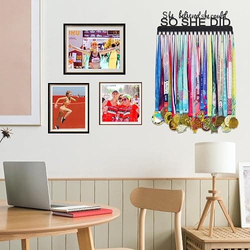 Medal Hanger Display - Wall Mount Steel Rack with 20 Hooks Holds 60+ Medals thumbnail 4