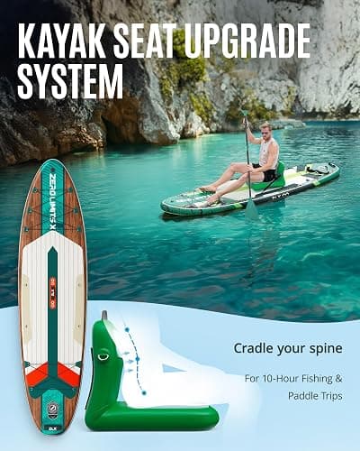 ZLX Inflatable Stand Up Paddle Board, 10'6" SUP Non-Slip Stable Deck Pad, Unique Center Fin, Premium Accessories, Portable Paddleboard for Adults, Beginners, All Skill Levels thumbnail 4