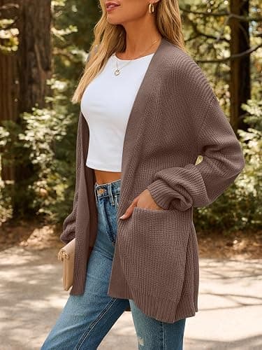 LILLUSORY Womens Oversized Cardigans Soft Knit Cardigan Sweater with Pockets thumbnail 3