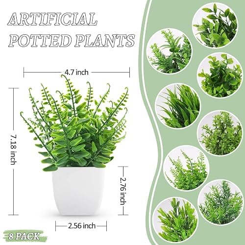 Der Rose 8 Packs Fake Plants Small Artificial Faux Plants for Home Office Desk Accessories Farmhouse Bathroom Bedroom Decor Indoor thumbnail 3