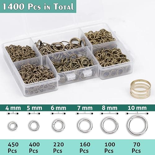 GMMA 1400 Pcs Mixed Size Jump Rings for Jewelry Making, Keychains, Necklace Repair & DIY Crafts - 4mm, 6mm, 5mm, 7mm, 8mm, 10mm - Antique Bronze thumbnail 3