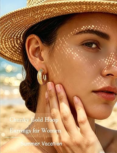 16 Pairs Starfish Chunky Gold Hoop Earrings Set for Women, Beach Shell Style Stack Statement Earrings, Hypoallergenic Lightweight Gold Plated Trendy Summer Jewelry Gift thumbnail 2