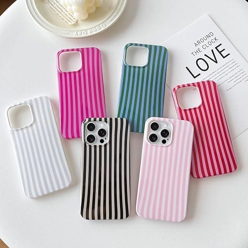 Yeddabox for iPhone 15 Pro Max Case Cute Striped Phone Case Soft TPU Slim Shockproof Phone Cover for Women Girls, Pink and Yellow thumbnail 7