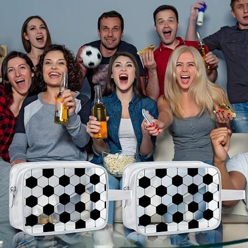 16PCS Soccer Cosmetic Bag - Waterproof Soccer Clear PVC Travel Bag,Soccer Gift Accessories Bags Goodie Snack Makeup Bag,Toiletry Zipper Pouch Organizer,Softball Team Gifts for Girls Team Player thumbnail 6