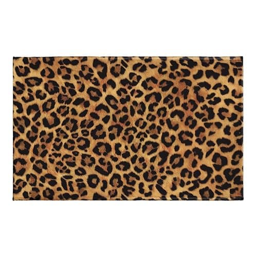 Kwlegh Leopard Bathroom Rug Brown Leopard Print Bath Rug Cheetah Skin Pattern Bath Mat 20X32 Inch Non Slip Absorbent Plush Doormat for Bathroom Entryway Living Room - Image 1