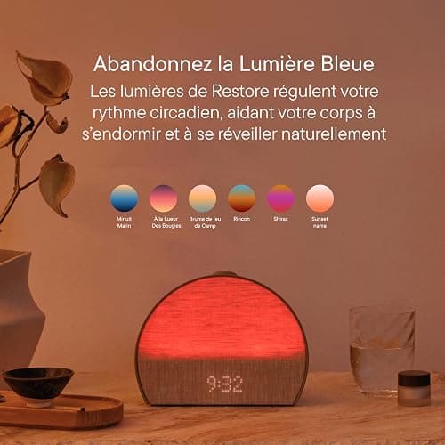 Hatch Restore 3 Réveil simulateur d’Aube & Machine à Sons, Lampe connectée | Machine à bruit blanc & lumière d’aube, 80+ sons pour dormir, routine sans écran avec méditations via l’appli Hatch Sleep thumbnail 7