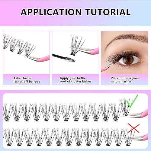 Lash Clusters,240Pcs 9-14mm Mix Individual Lashes Cluster Black Volume Eyelash Clusters Long Individual Lash Extensions D Curl Cluster Lashes DIY Eyelash Extension (20D Cluater Lash) thumbnail 7