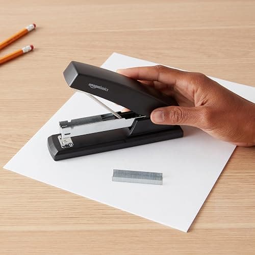 Amazon Basics Stapler with 1000 Staples, Office Stapler, 25 Sheet Capacity, Non-Slip, Black - 1-Pack - Stapler and 1000 Staples thumbnail 7