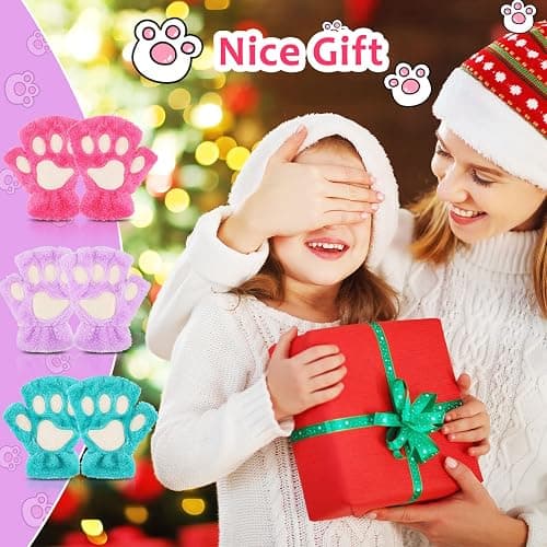 Geyoga 3 Pairs Cat Paw Gloves Therian Theme Furry Kawaii Plush Fingerless Paws Cosplay Gloves Girls Women Gift Costume Favor thumbnail 6