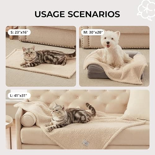 1 Pack 3 Calming Blankets Fluffy Premium Fleece Pet Blanket Soft Sherpa Throw for Dog Puppy Cat Beige Small (23" x16'') thumbnail 4