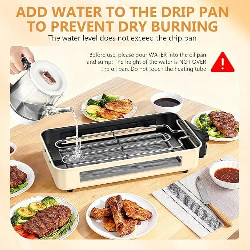 Electric Indoor Grill 1500W -2 in 1 Smokeless Indoor Grill for Kitchen with Non-stick Removable Grill & Griddle Plate,Temperature Control Korean BBQ Grill with 3 Cheese Pans Dishwasher Safe thumbnail 5