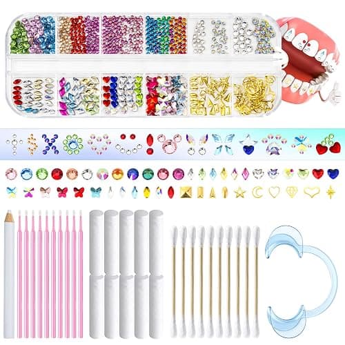 WATRZ 690 pcs Teeth Gem Kit,Tooth Gems Kit for Teeth DIY Crystals Teeth Diamonds Jewel Kit for Girls Y2K Fashionable for Women Harmless (Colorful) - Image 1