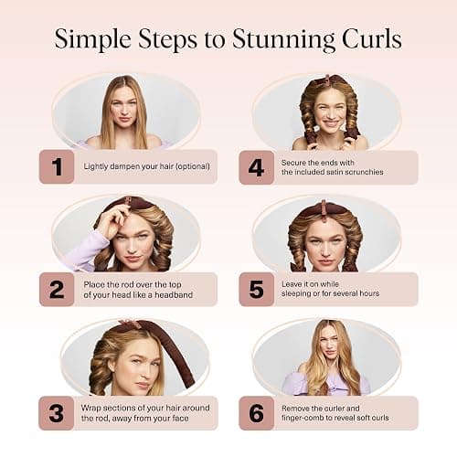 Kitsch XL Satin Heatless Curler Set - Chocolate | Heatless Curls Overnight w/39 " Hair Waver & 2 Satin Scrunchies, Comfortable Hair Curlers to Sleep in for Frizz-Free Hair thumbnail 7